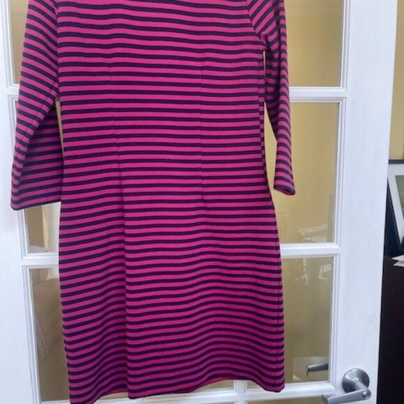 BODEN BRONTE OTTOMAN DRESS IN CHERRY AND NAVY STRIPE - Picture 4 of 5